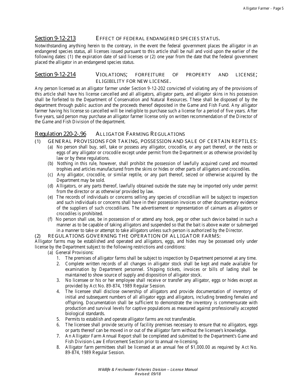 Alligator Farmer License - Resident - Non-resident - Alabama, Page 5