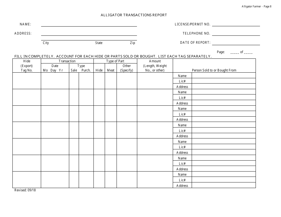 Alligator Farmer License - Resident - Non-resident - Alabama, Page 8