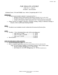 Document preview: Fur Dealer License - Resident - Non-resident - Alabama