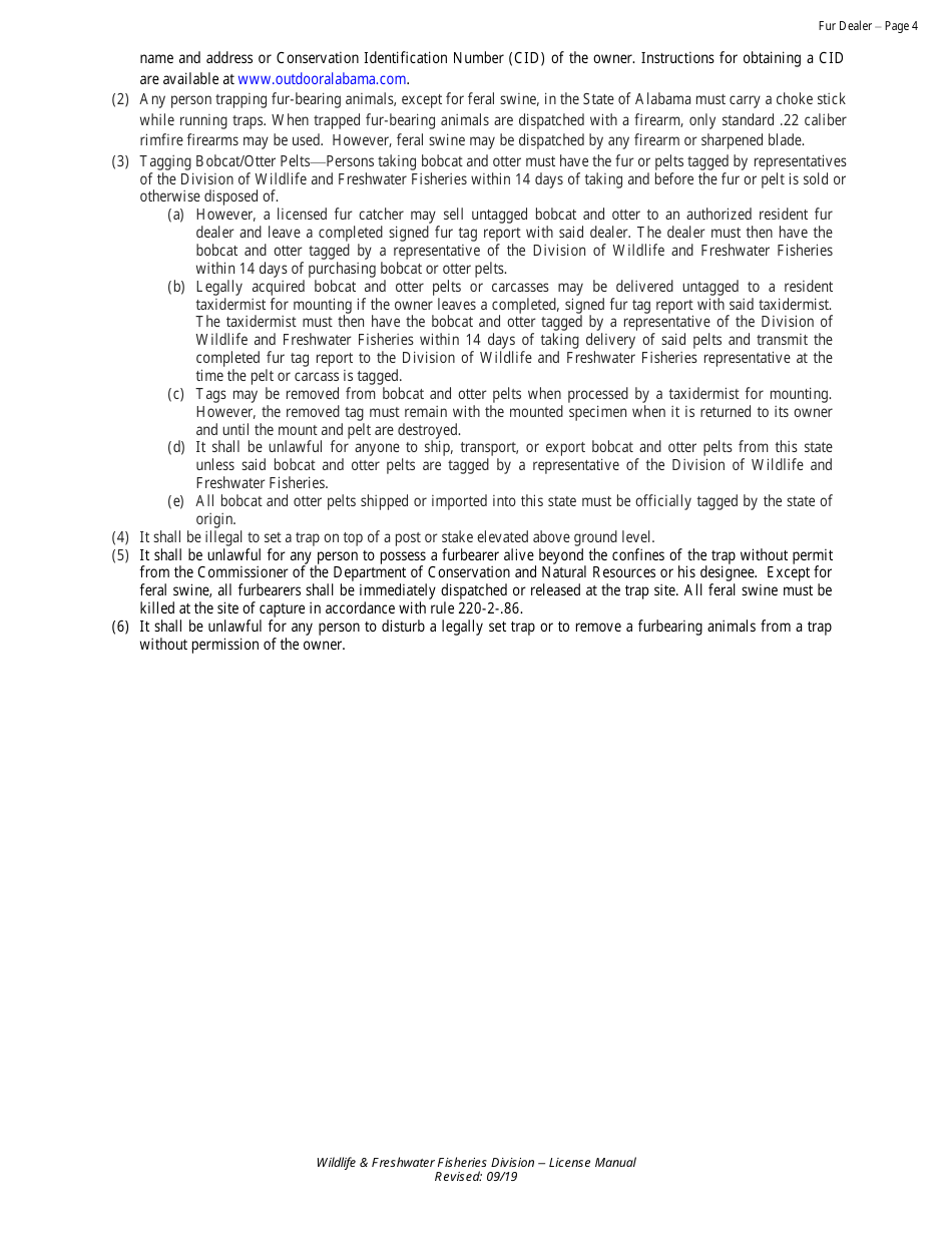Fur Dealer License - Resident - Non-resident - Alabama, Page 4