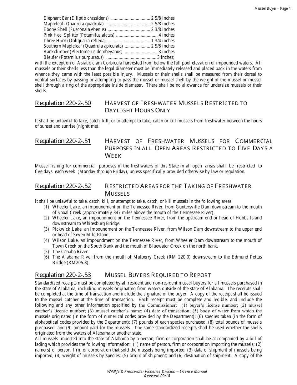 Mussel Buyer License - Resident - Non-resident - Alabama, Page 4