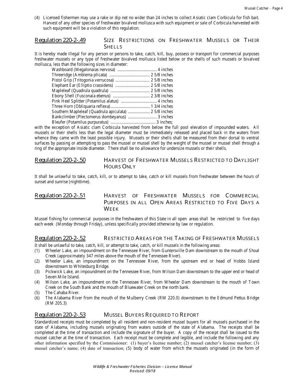 Mussel Catcher License - Resident - Non-resident - Alabama, Page 4