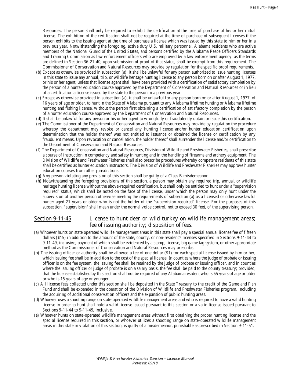 Hunting License - Resident - Alabama, Page 5