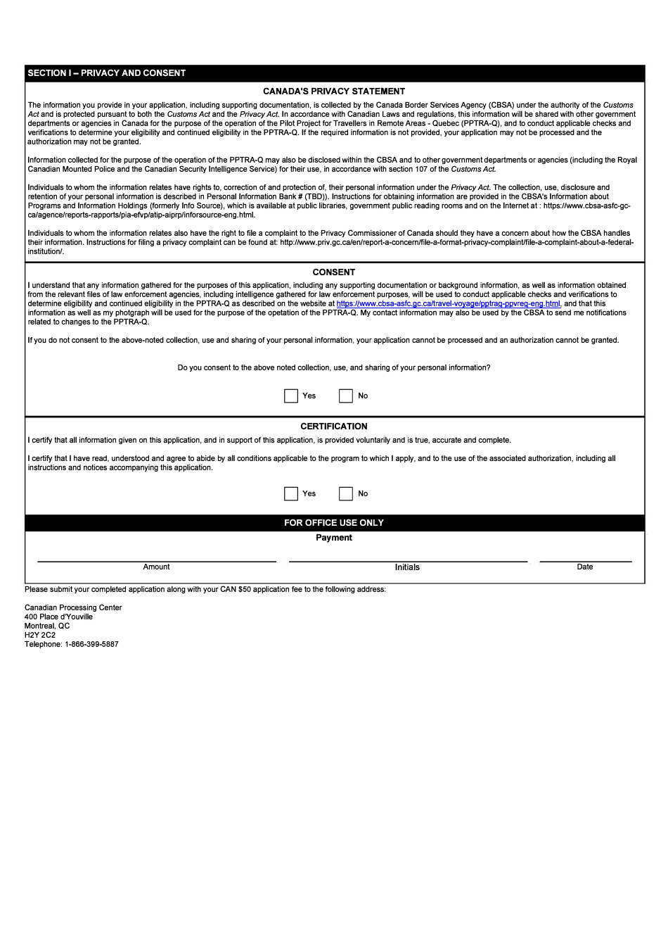Form BSF814 Pilot Project for Travellers in Remote Areas - Quebec (Pptra-Q) Application Form - Canada, Page 3