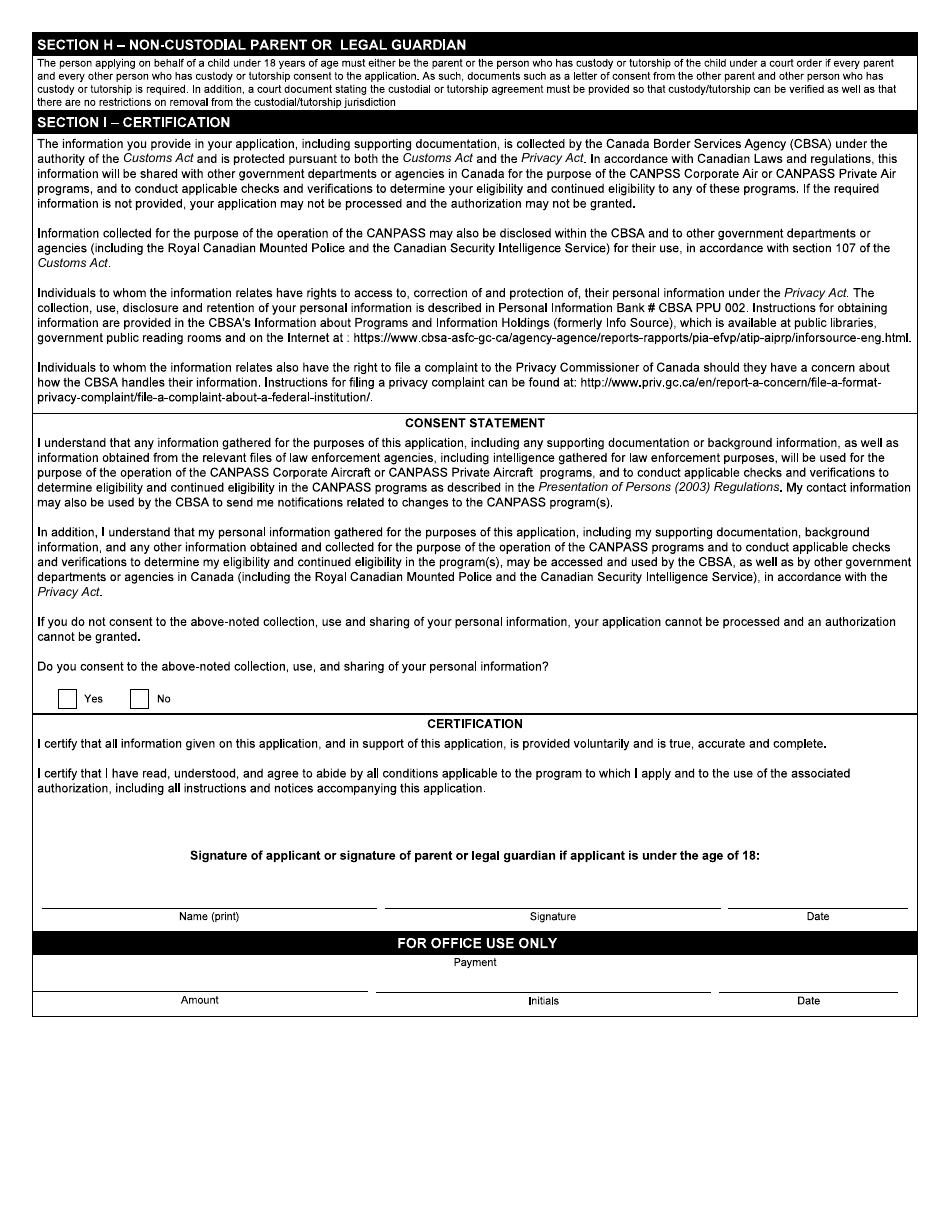 Form E672 Canpass Application Form - Canada, Page 3