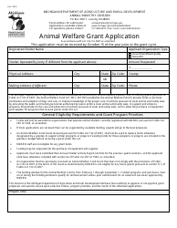 Document preview: Animal Welfare Grant Application - Michigan