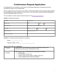 Document preview: Conformance Request Application - Michigan