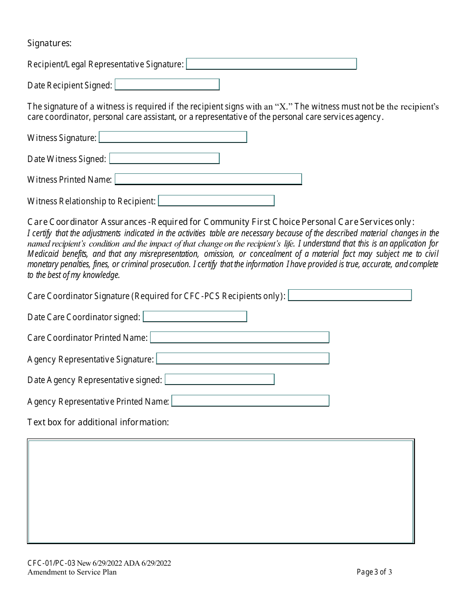 Form CFC-01 / PC-03 Amendment to Service Plan - Alaska, Page 3