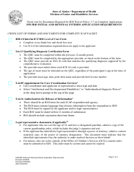 Document preview: Check List for Documents Required for Sds Waiver Policy 3-7 on Complete Applications - Alaska