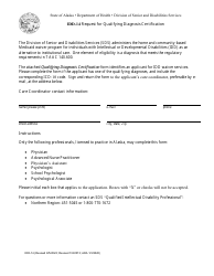 Form IDD-14 Request for Qualifying Diagnosis Certification - Alaska