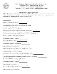Form PCA-17 (CFC-07) Shared Agency Service Agreement - Alaska