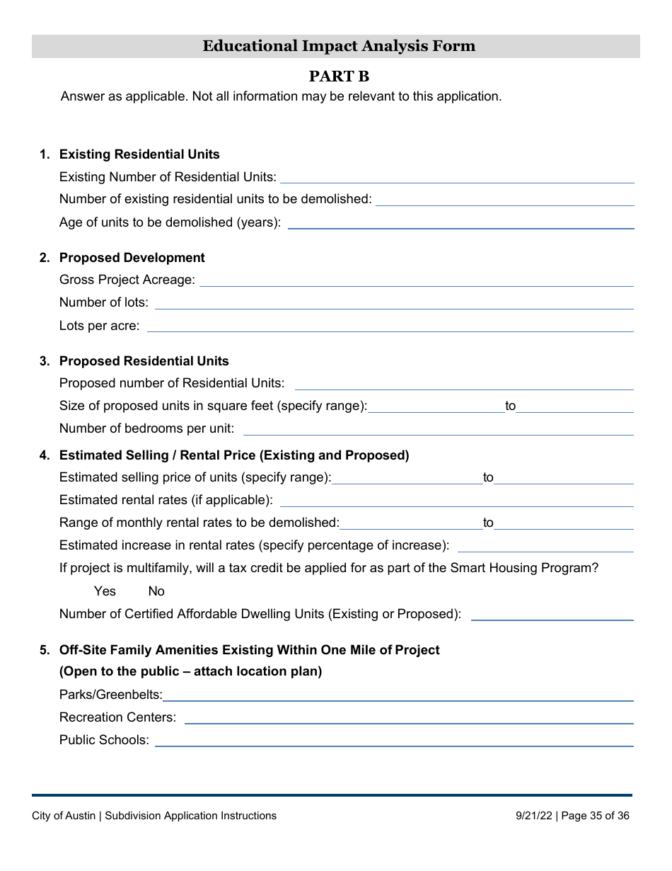 Subdivision Application Instructions - City of Austin, Texas, Page 35