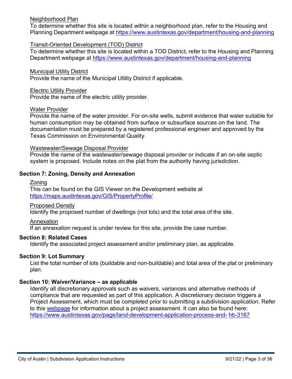 Subdivision Application Instructions - City of Austin, Texas, Page 3