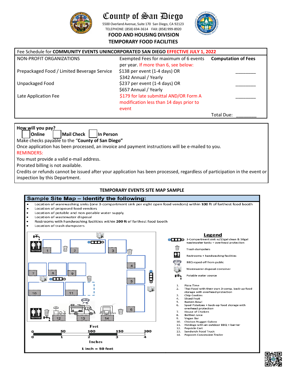 Form A Temporary Event Organizer Application - County of San Diego, California, Page 3