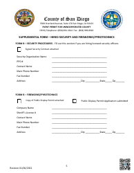 Form B Event Permit for Unincorporated County Supplemental Form - Merchandise Vendors (Non-food Related Merchandise) - County of San Diego, California, Page 5