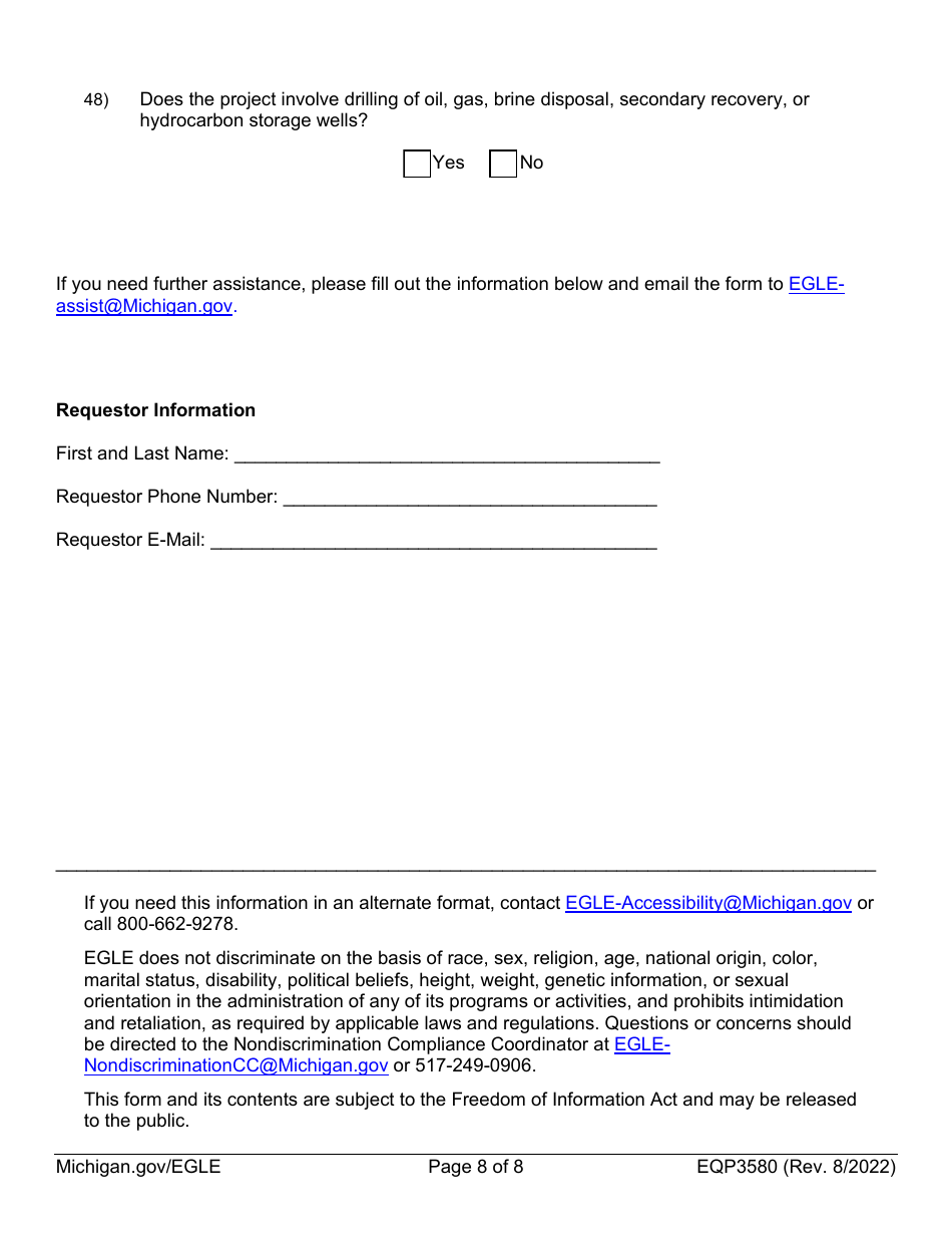Form EQP3580 Permit Information Checklist - Michigan, Page 8