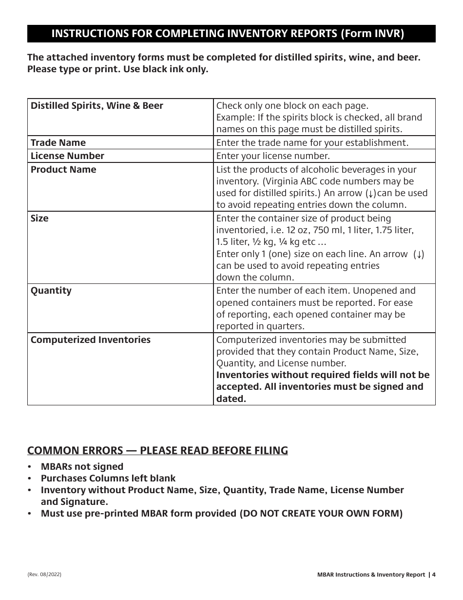 Form INVR Inventory Report - Virginia, Page 4