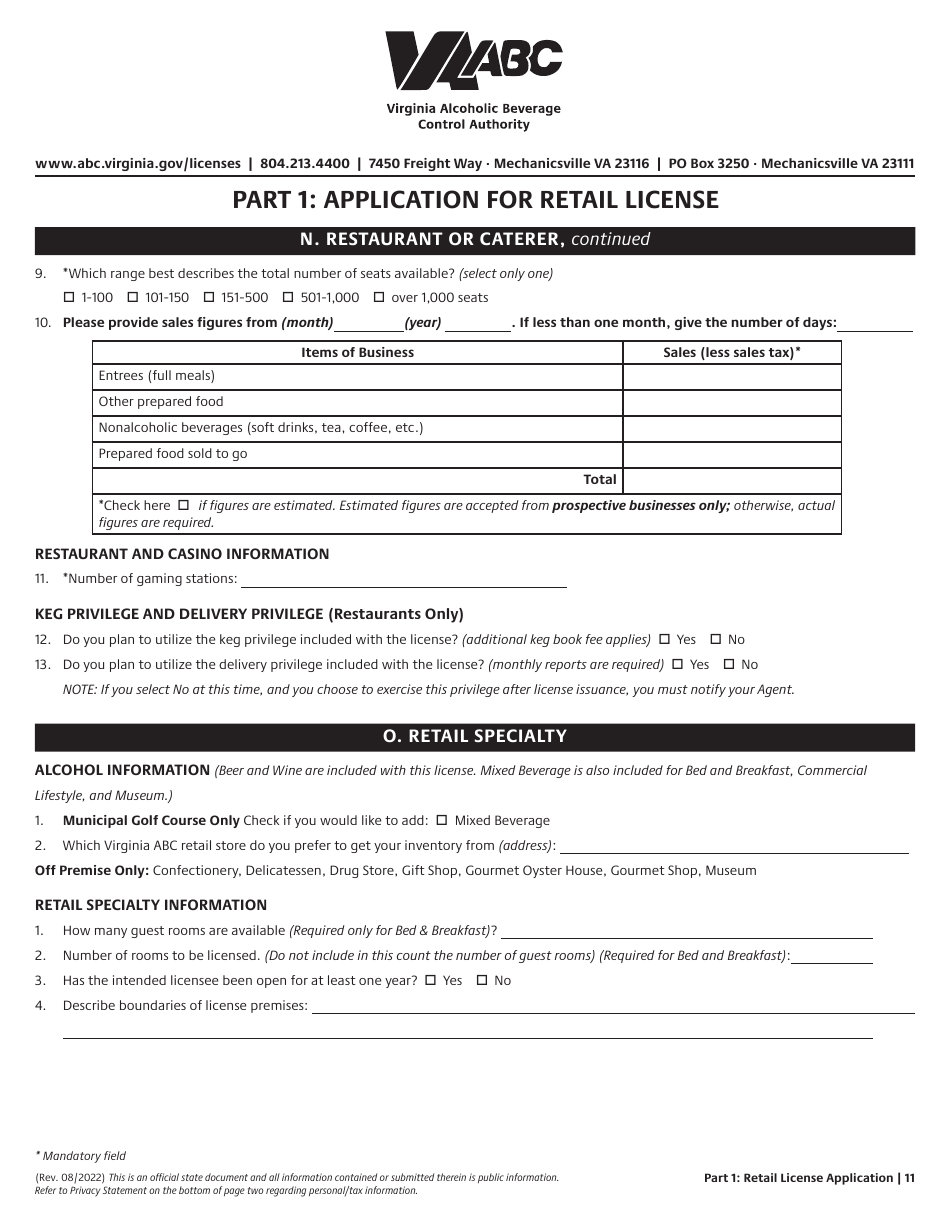 Retail License Application - Virginia, Page 11