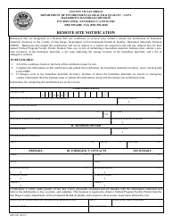 Document preview: Form HM-9283 Remote Site Notification - County of San Diego, California