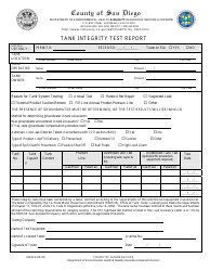 Form HM-965 Tank Integrity Test Report - County of San Diego, California