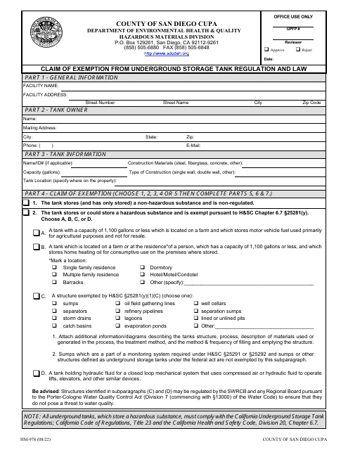 Form HM-978  Printable Pdf