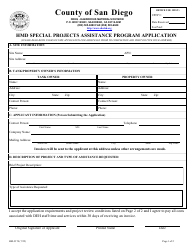 Document preview: Form HM-9170 Hmd Special Projects Assistance Program Application - County of San Diego, California