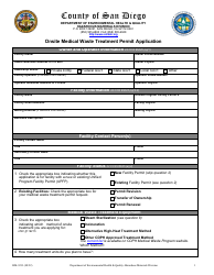 Form HM-9213 Onsite Medical Waste Treatment Permit Application - County of San Diego, California