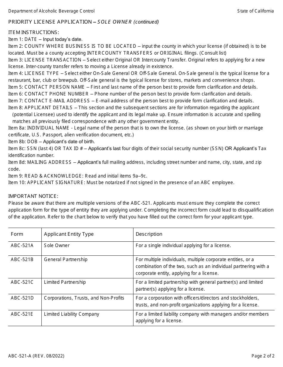 Form Abc 521 A Fill Out Sign Online And Download Fillable Pdf