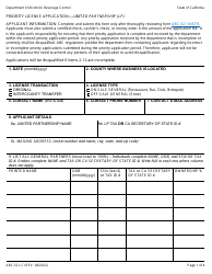 Form ABC-521-C Priority License Application - Limited Partnership (Lp) - California