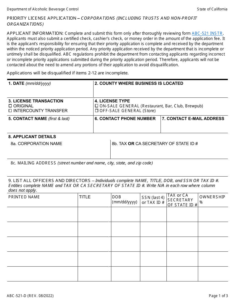 Form Abc 521 D Fill Out Sign Online And Download Fillable Pdf