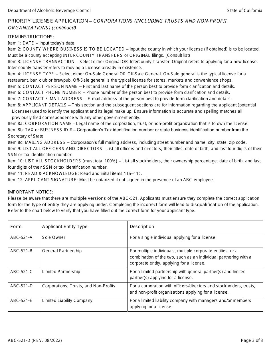 Form Abc 521 D Fill Out Sign Online And Download Fillable Pdf