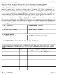 Document preview: Form ABC-522-D Application for Neighborhood Restricted Special on-Sale General License (Type 87) - Corporations (Including Trusts and Non-profit Organizations) - California