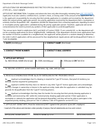 Document preview: Form ABC-522-A Application for Neighborhood Restricted Special on-Sale General License (Type 87) - Sole Owner - California