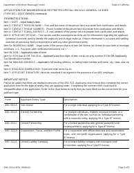 Form ABC-522-A Application for Neighborhood Restricted Special on-Sale General License (Type 87) - Sole Owner - California, Page 2