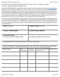Document preview: Form ABC-522-E Application for Neighborhood Restricted Special on-Sale General License (Type 87) - Limited Liability Company (LLC) - California