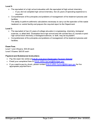 Form EQP3407 Application for Industrial/Commercial Wastewater Treatment Plant Operator Certification - Michigan, Page 2