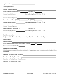 Form EQP3407 Application for Industrial/Commercial Wastewater Treatment Plant Operator Certification - Michigan, Page 5