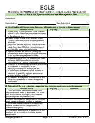 Form EQP9252 Checklist for a 319 Approved Watershed Management Plan - Michigan