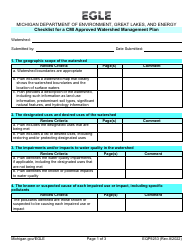 Document preview: Form EQP9253 Checklist for a Cmi Approved Watershed Management Plan - Michigan