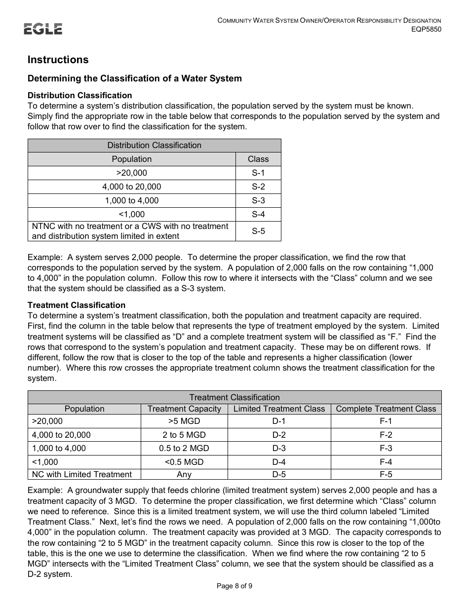 Form EQP5850 Owner / Operator Responsibility Designation - Michigan, Page 8
