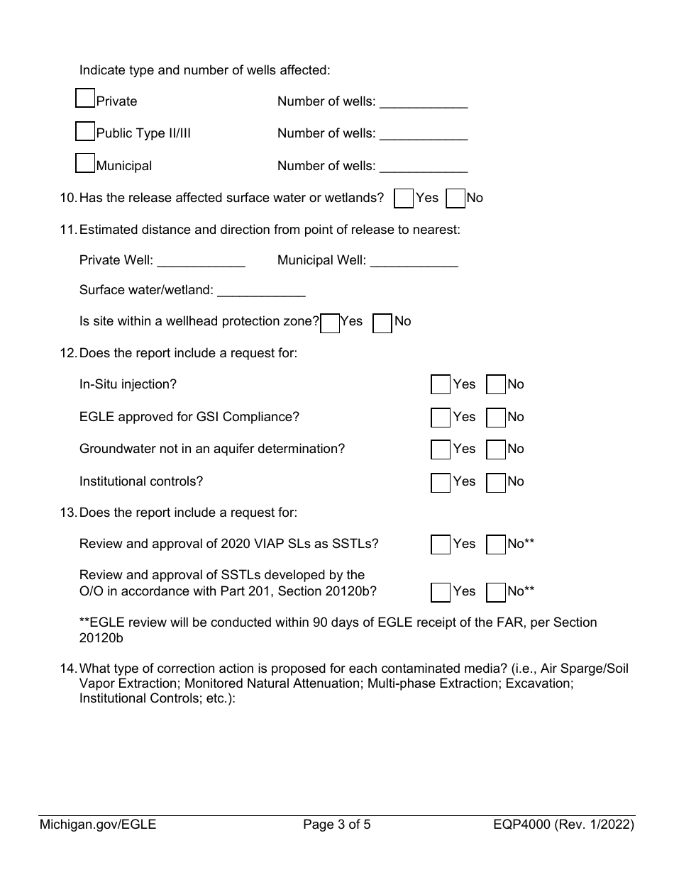 Form EQP4000 Leaking Underground Storage Tank Final Assessment Report Cover Sheet - Michigan, Page 3