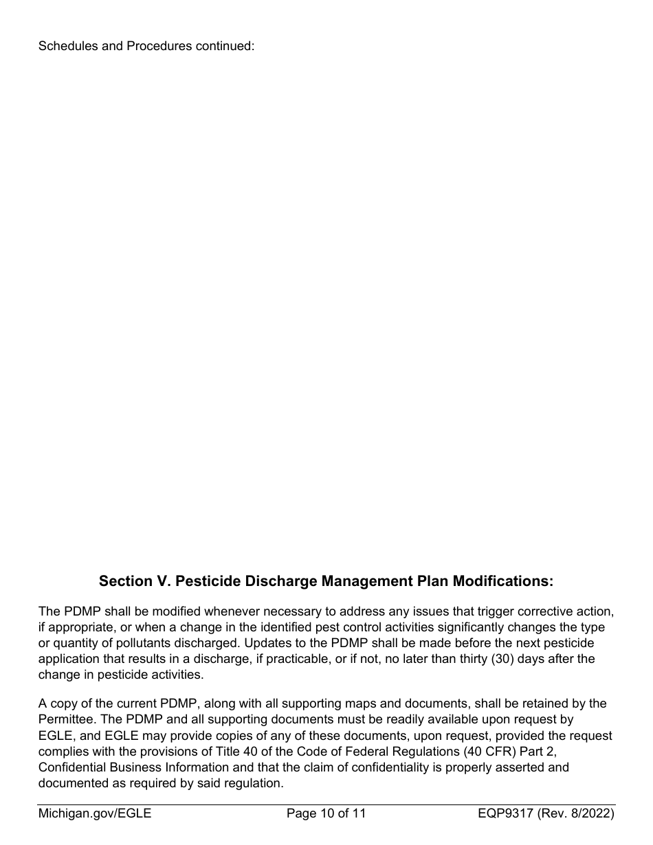 Form EQP9317 Pesticide General Permit - Michigan, Page 10