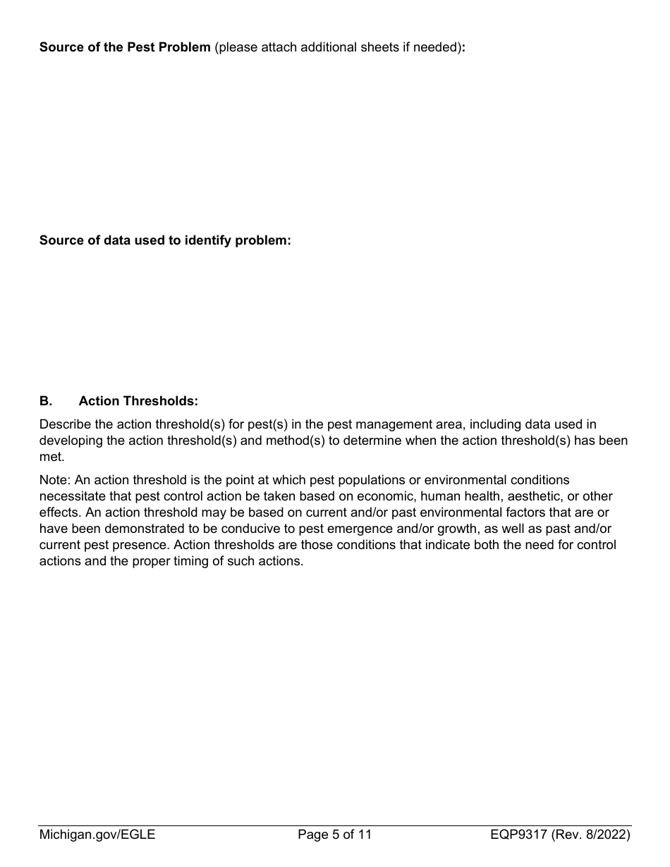 Form EQP9317 Pesticide General Permit - Michigan, Page 5