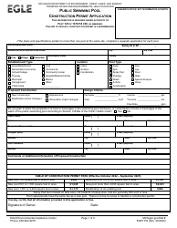 Form EQP1733 Public Swimming Pool Construction Permit Application - Michigan