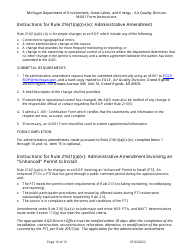 Instructions for Form M-001, EQP5775 Renewable Operating Permit - Rule 215 Change Notification Rule 216/Amendment/Modification Application - Michigan, Page 10
