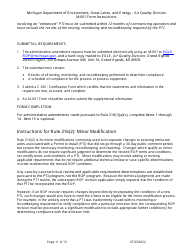 Instructions for Form M-001, EQP5775 Renewable Operating Permit - Rule 215 Change Notification Rule 216/Amendment/Modification Application - Michigan, Page 11