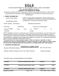 Form EQP7200-07 Request for Transfer of Permit - Michigan