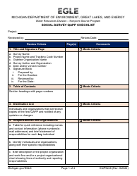 Document preview: Form EQP9246 Social Survey Qapp Checklist - Nonpoint Source Program - Michigan