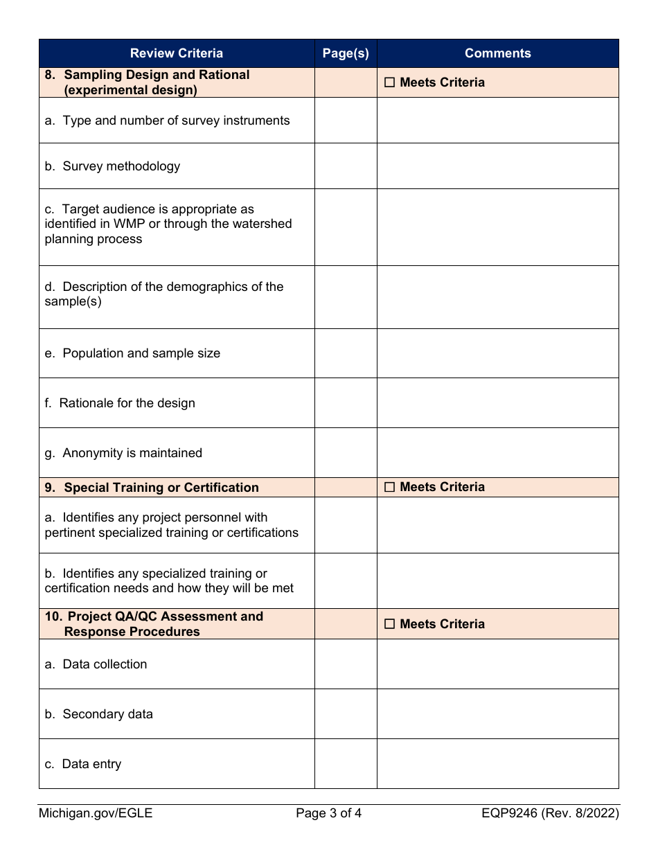 Form EQP9246 Social Survey Qapp Checklist - Nonpoint Source Program - Michigan, Page 3