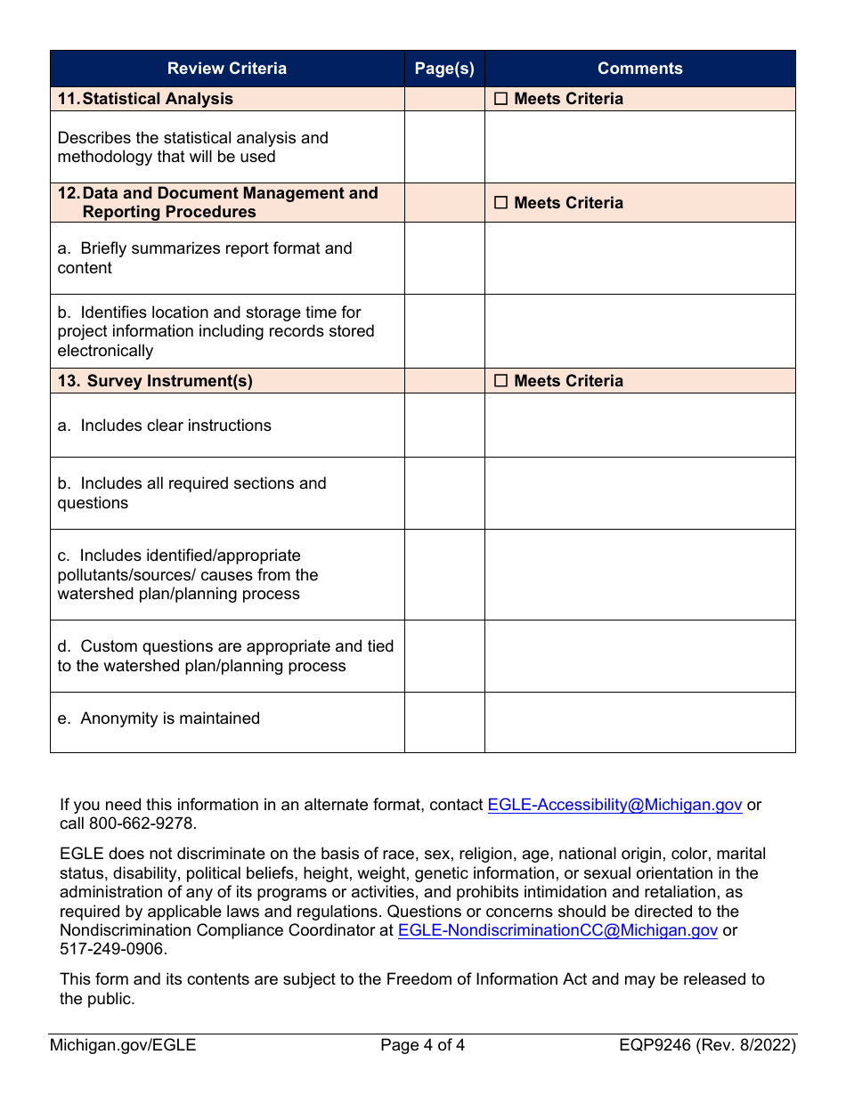 Form EQP9246 Social Survey Qapp Checklist - Nonpoint Source Program - Michigan, Page 4
